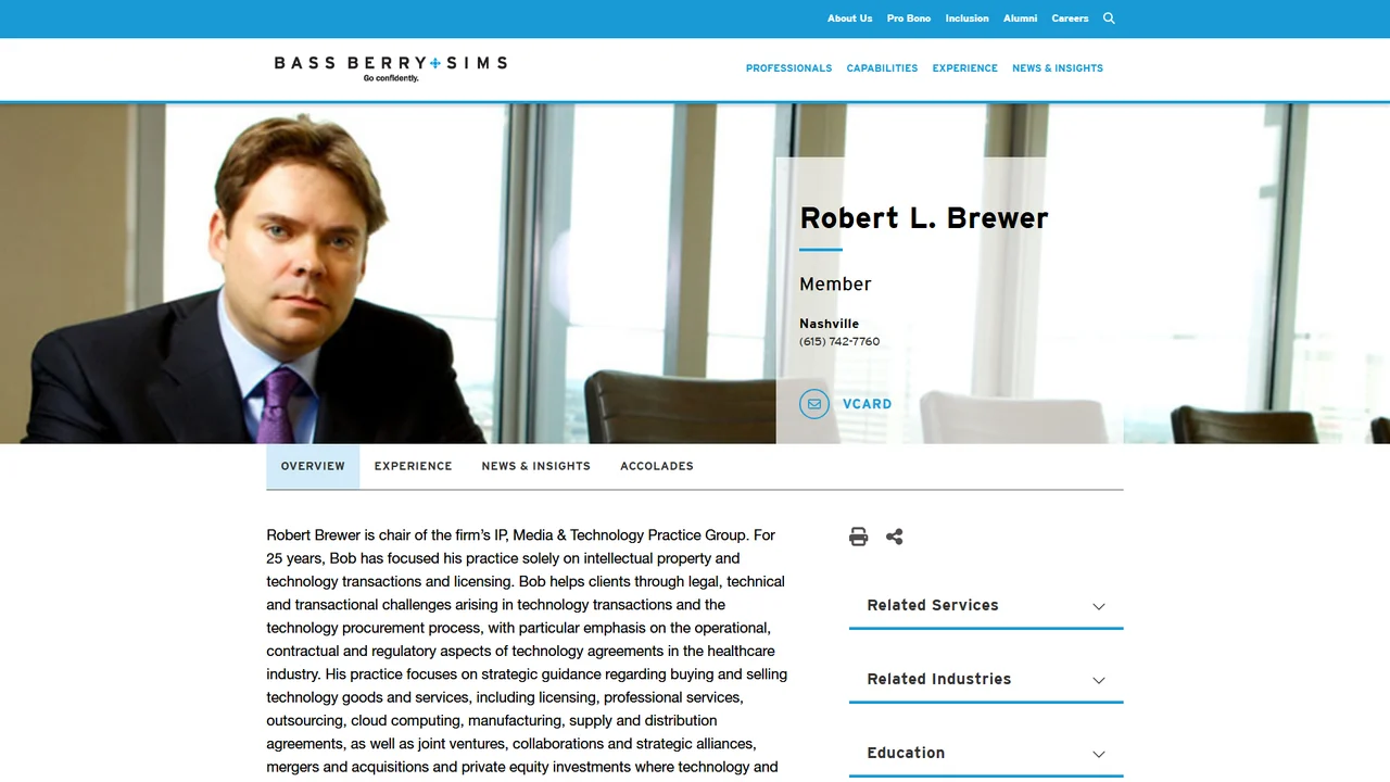 Robert L. Brewer - Bass, Berry & Sims PLC - Nashville, TN office in Nashville, Tennessee