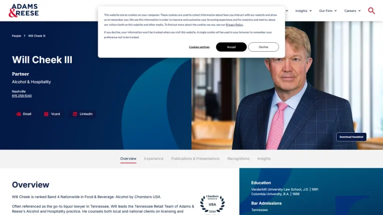 William T. Cheek, III (Adams and Reese LLP) - Nashville, TN - Attorney in Nashville