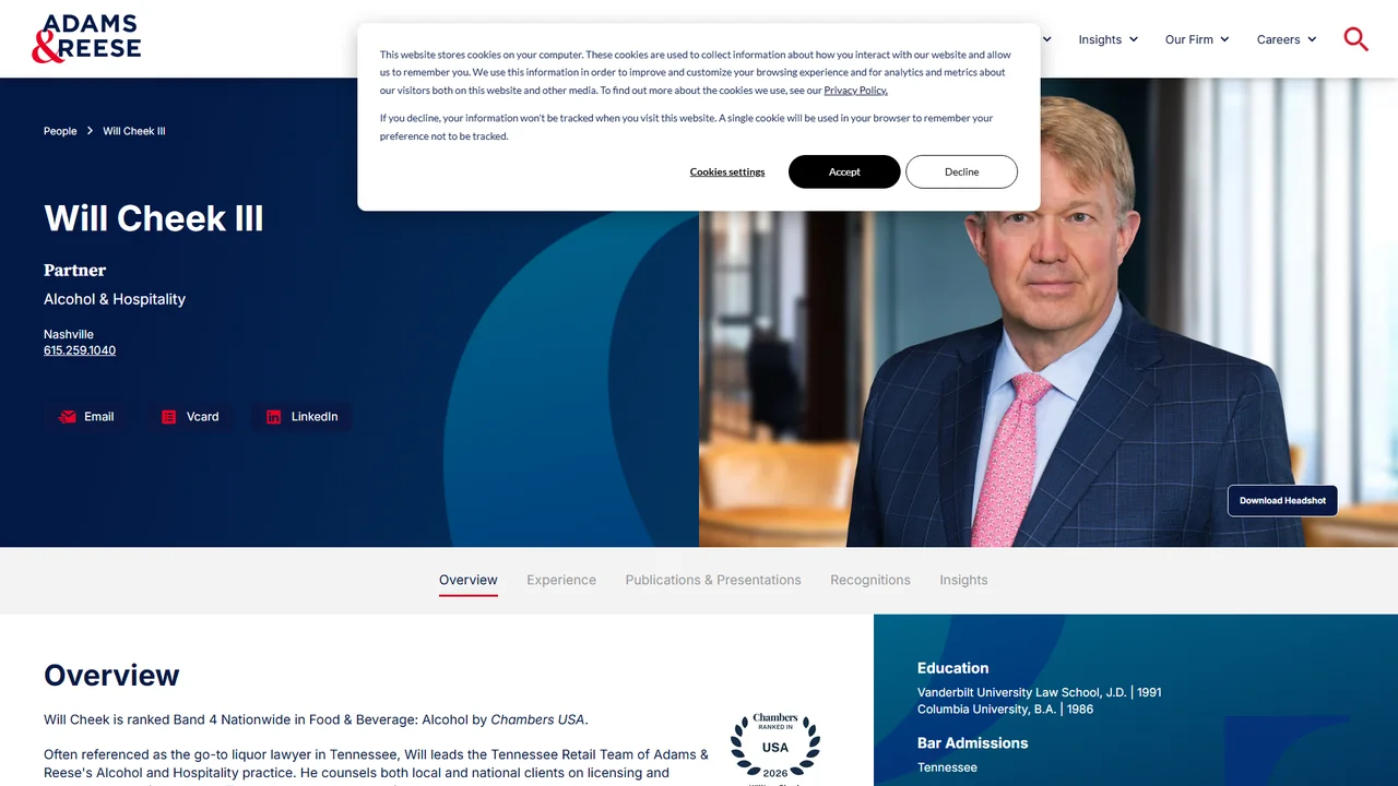 William T. Cheek, III (Adams and Reese LLP) - Nashville, TN office in Nashville, Tennessee