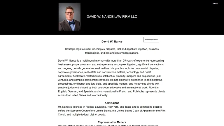 DAVID W. NANCE LAW FIRM, LLC - New Orleans, LA - Attorney in New Orleans