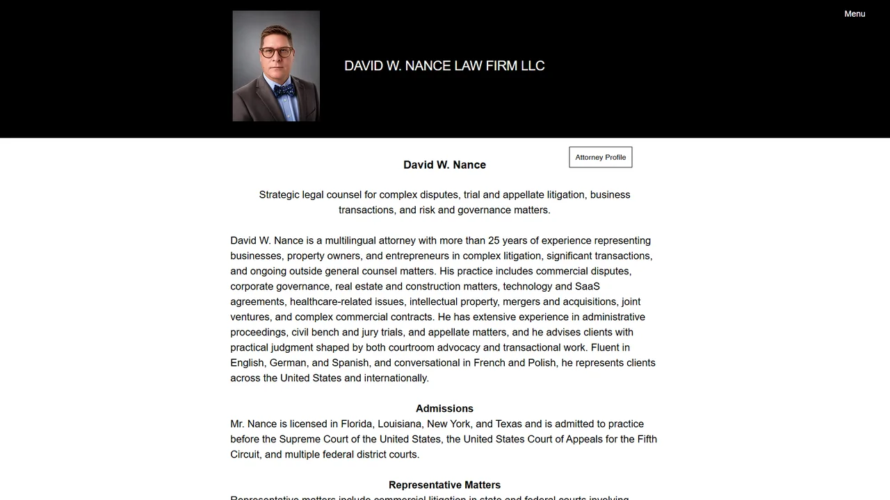 DAVID W. NANCE LAW FIRM, LLC - New Orleans, LA office in New Orleans, Louisiana