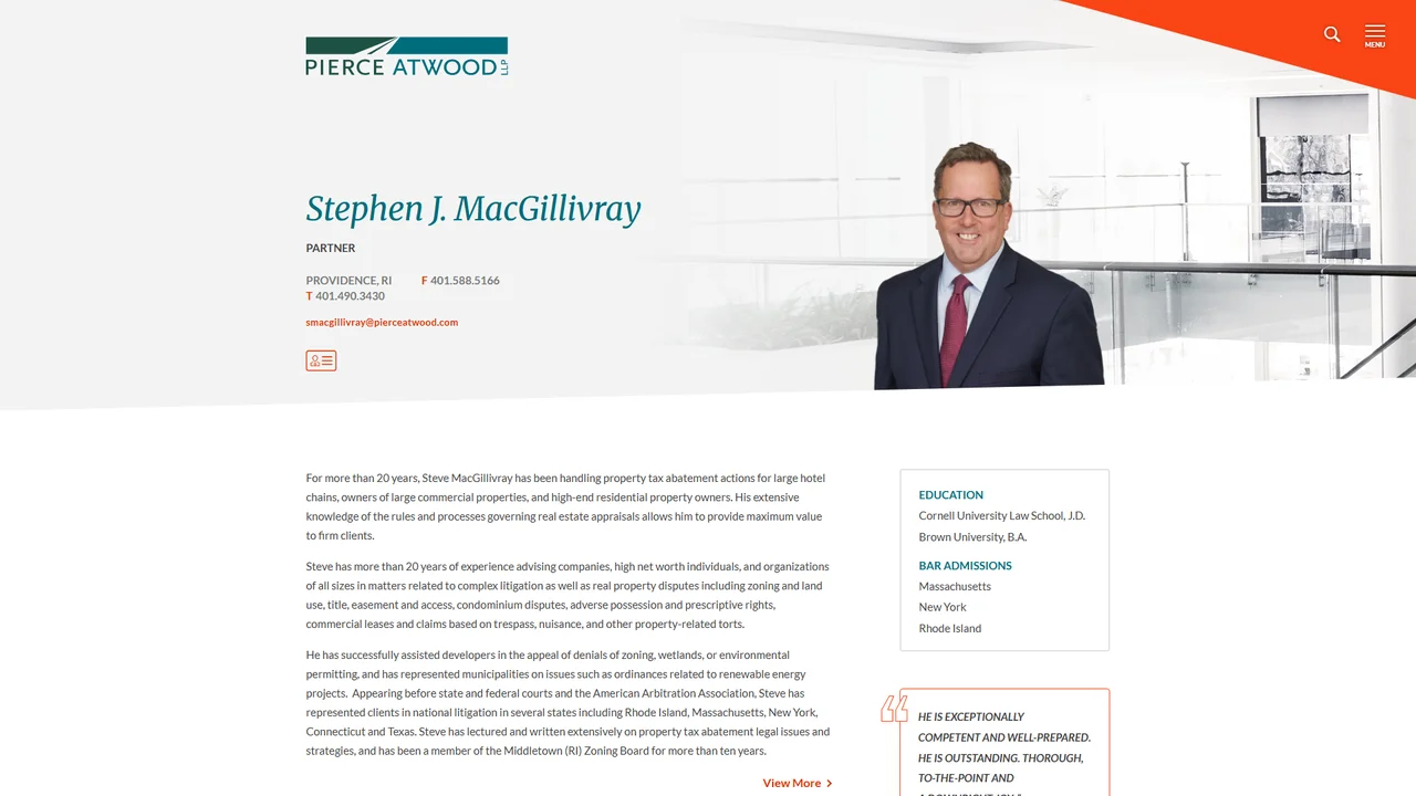 Stephen MacGillivray, Partner, Pierce Atwood LLP - Providence, RI office in Providence, Rhode Island