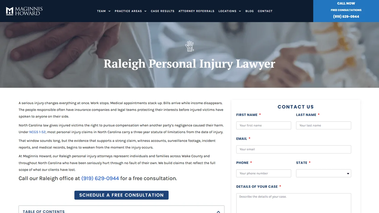 Maginnis Howard Personal Injury Lawyer - Raleigh, NC office in Raleigh, North Carolina