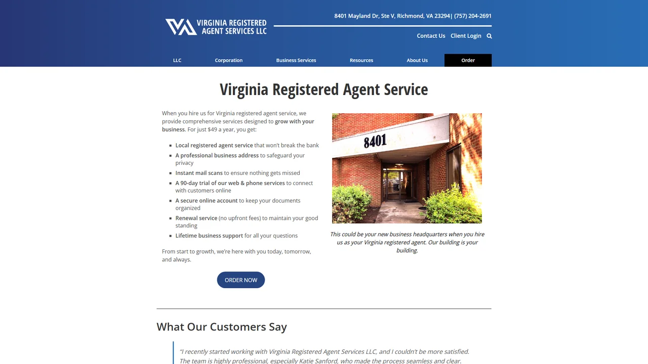 Virginia Registered Agent Services - Richmond, VA office in Richmond, Virginia