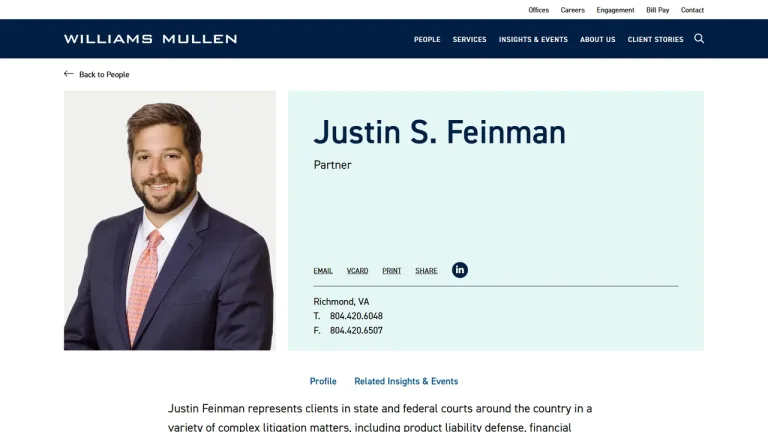 Justin Feinman - Williams Mullen - Richmond, VA - Attorney in Richmond