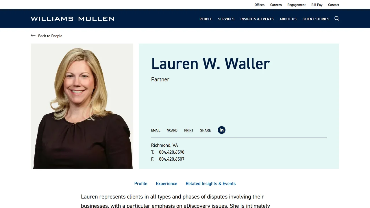 Lauren W. Waller (Williams Mullen) - Richmond, VA office in Richmond, Virginia