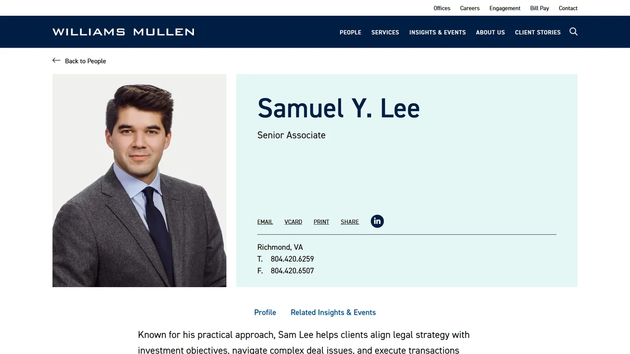 Samuel Y. Lee (Williams Mullen) - Richmond, VA office in Richmond, Virginia