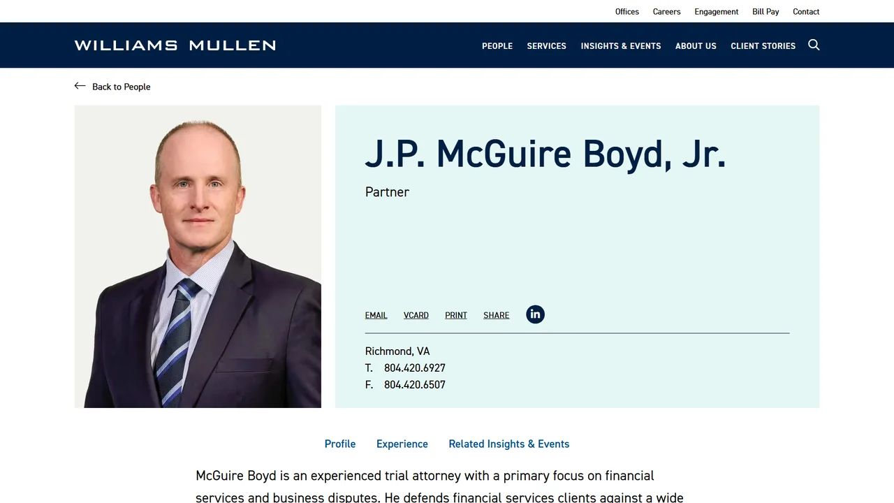 J.P. McGuire Boyd Jr. - Williams Mullen - Richmond, VA office in Richmond, Virginia