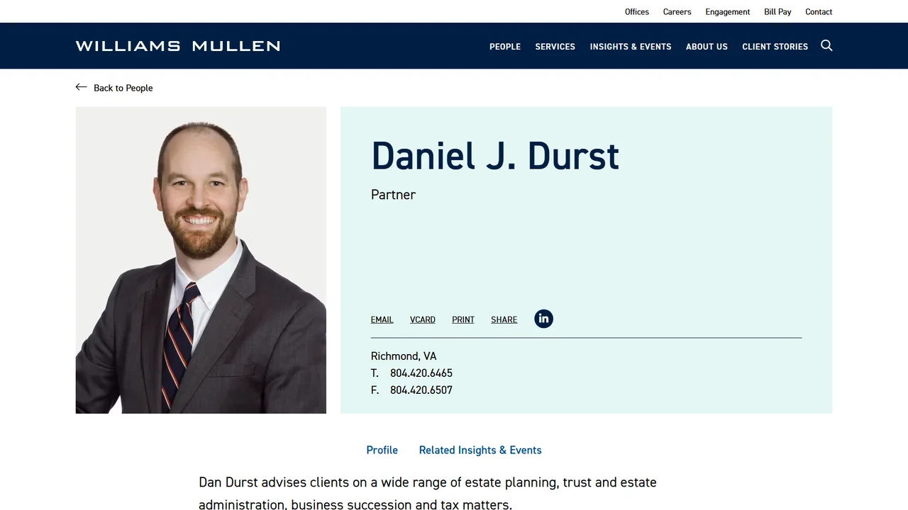 Daniel J. Durst - Williams Mullen - Richmond, VA office in Richmond, Virginia