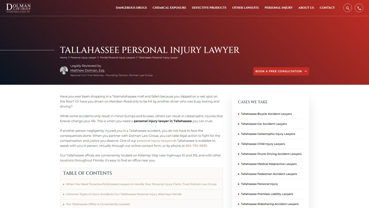 Dolman Law Group Accident Injury Lawyers, PA - Tallahassee, FL office in Tallahassee, Florida