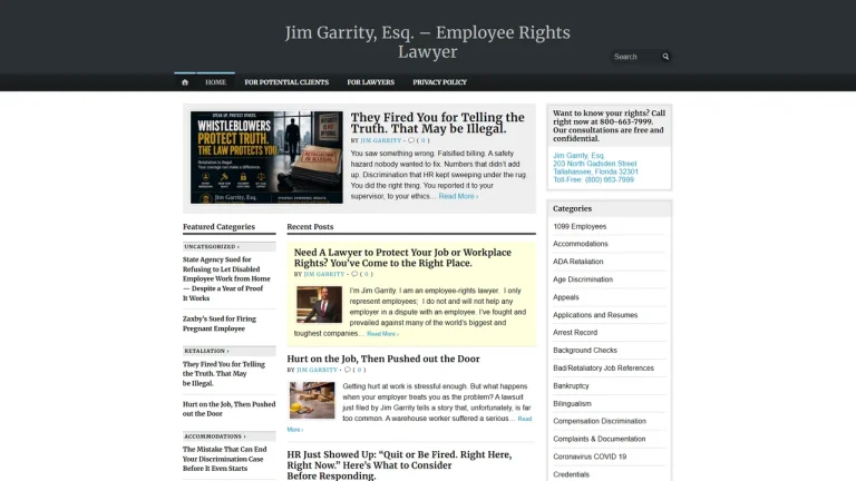 Jim Garrity, Esq. Employee Rights Lawyer - Tallahassee, FL - Attorney in Tallahassee