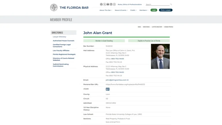 The Law Office of John A. Grant, P.A. - Tallahassee, FL - Attorney in Tallahassee