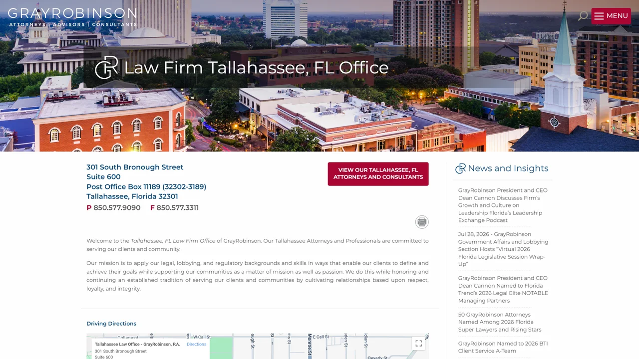 GrayRobinson Tallahassee Law Firm - Tallahassee, FL office in Tallahassee, Florida