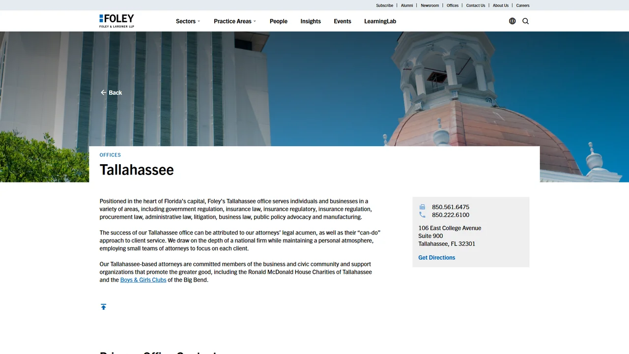 Foley & Lardner LLP - Tallahassee, FL office in Tallahassee, Florida
