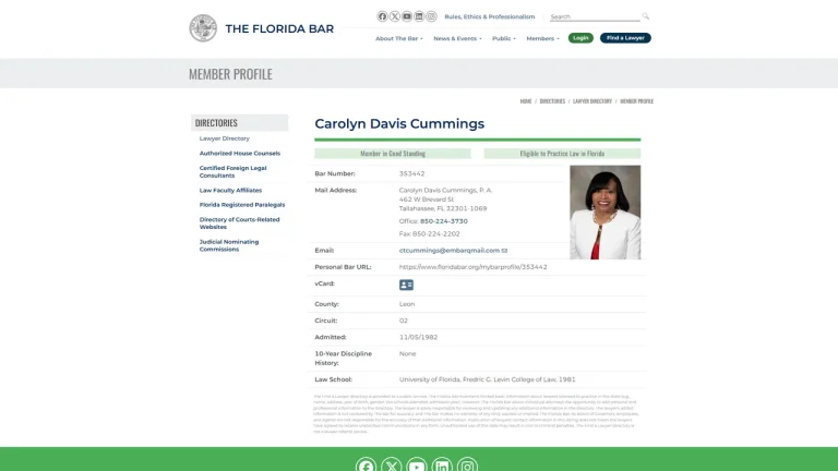Carolyn Davis Cummings Attorney At Law - Tallahassee, FL - Attorney in Tallahassee