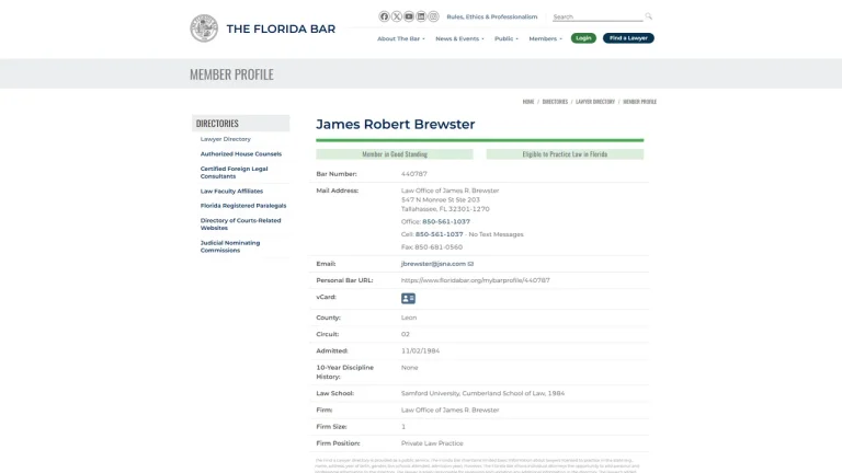 James R. Brewster - Tallahassee, FL - Attorney in Tallahassee