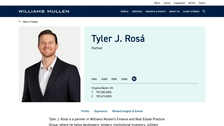Tyler Rosá - Williams Mullen - Virginia Beach, VA - Attorney in Virginia Beach