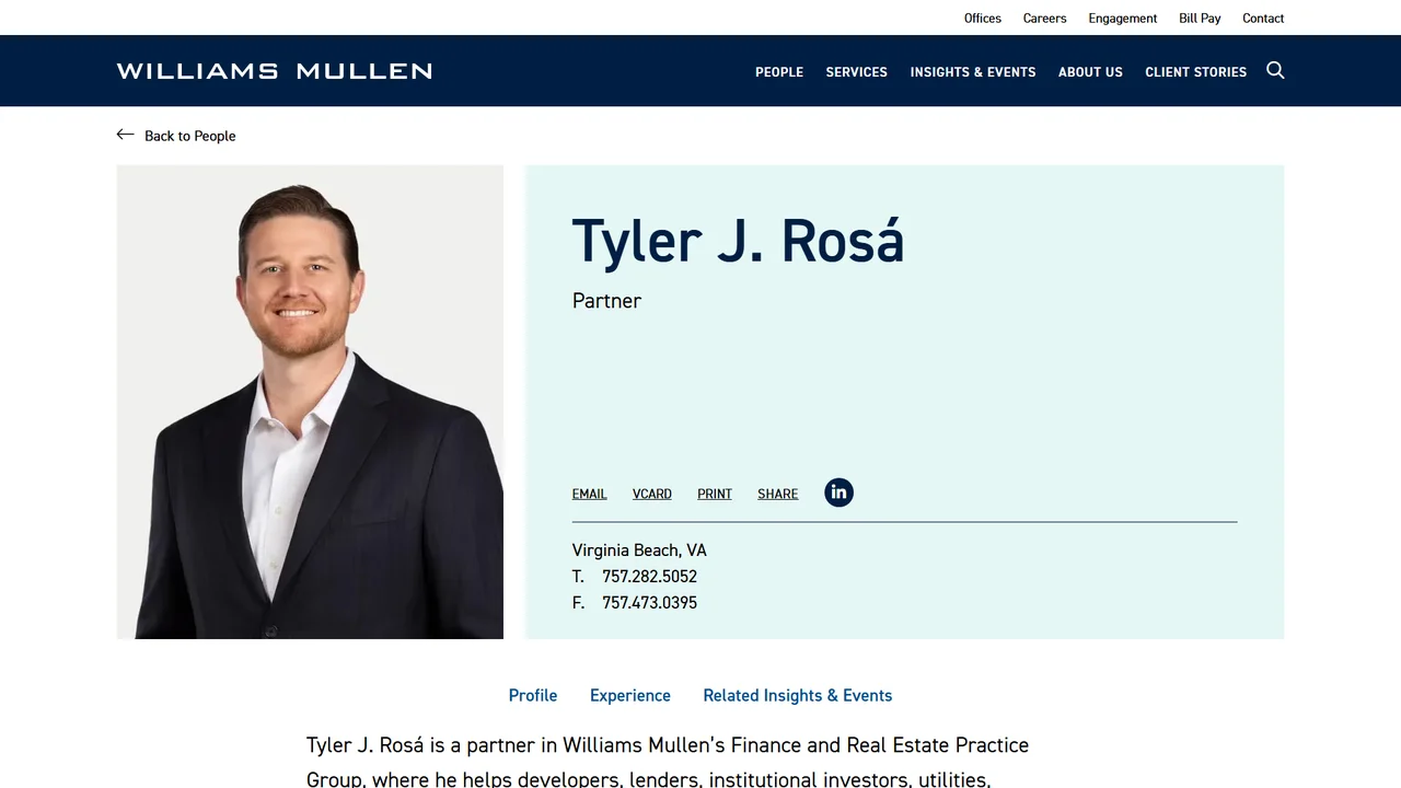 Tyler Rosá - Williams Mullen - Virginia Beach, VA office in Virginia Beach, Virginia
