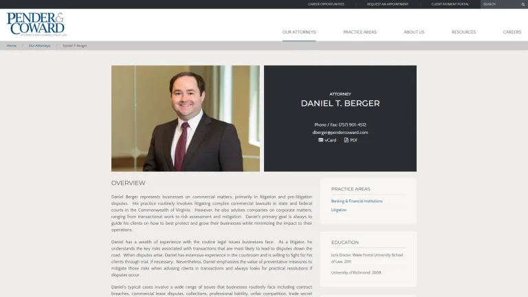 Daniel T. Berger - Pender & Coward, P.C. - Virginia Beach, VA - Attorney in Virginia Beach