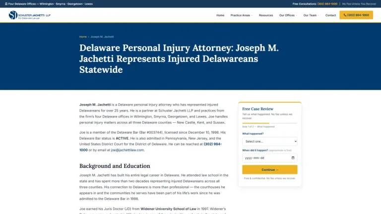 Joseph Jachetti, Esq. (Schuster Jachetti LLP) - Wilmington, DE - Attorney in Wilmington