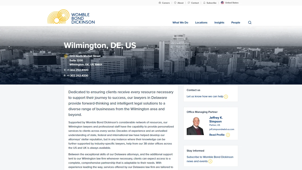 Womble Bond Dickinson (US) LLP - Wilmington, DE office in Wilmington, Delaware
