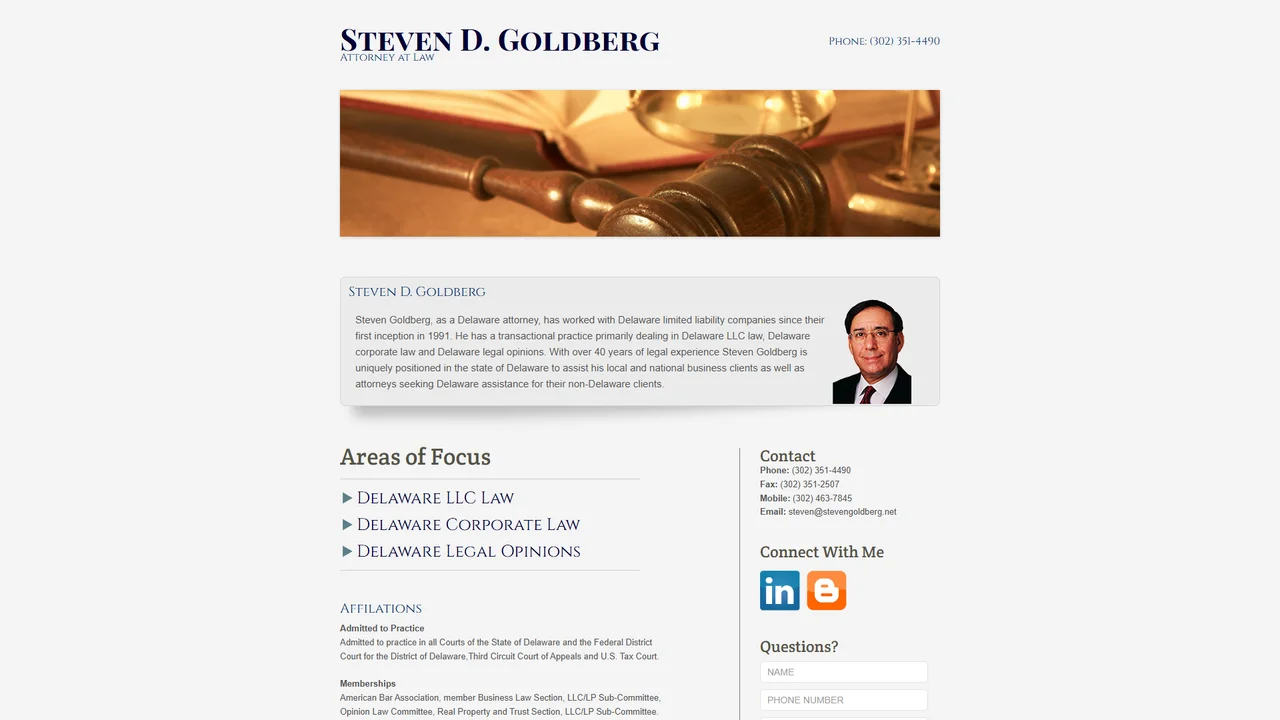 Steven D. Goldberg, Esq. - Wilmington, DE office in Wilmington, Delaware