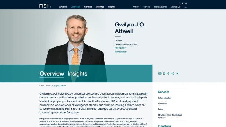 Gwilym Attwell (Fish & Richardson) - Wilmington, DE - Attorney in Wilmington