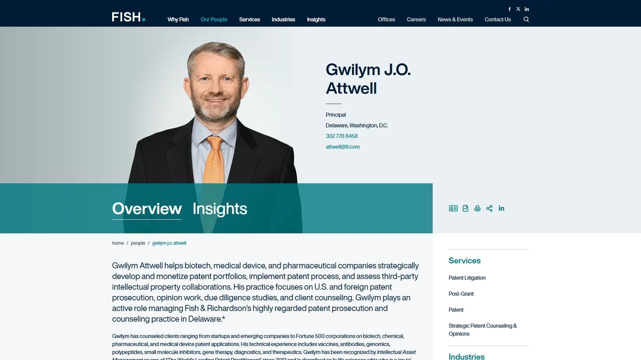 Gwilym Attwell (Fish & Richardson) - Wilmington, DE office in Wilmington, Delaware