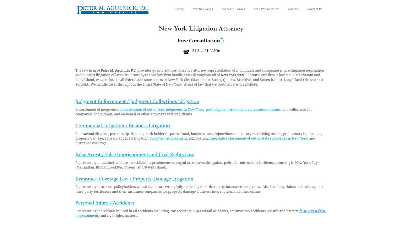 Peter M. Agulnick, P.C. - NYC, New York office in New York City, New York