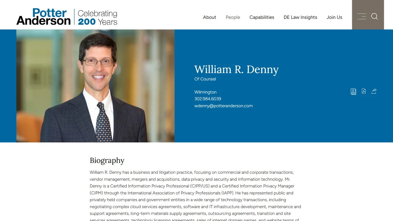 William R. Denny (Potter Anderson & Corroon LLP) - Wilmington, DE office in Wilmington, Delaware