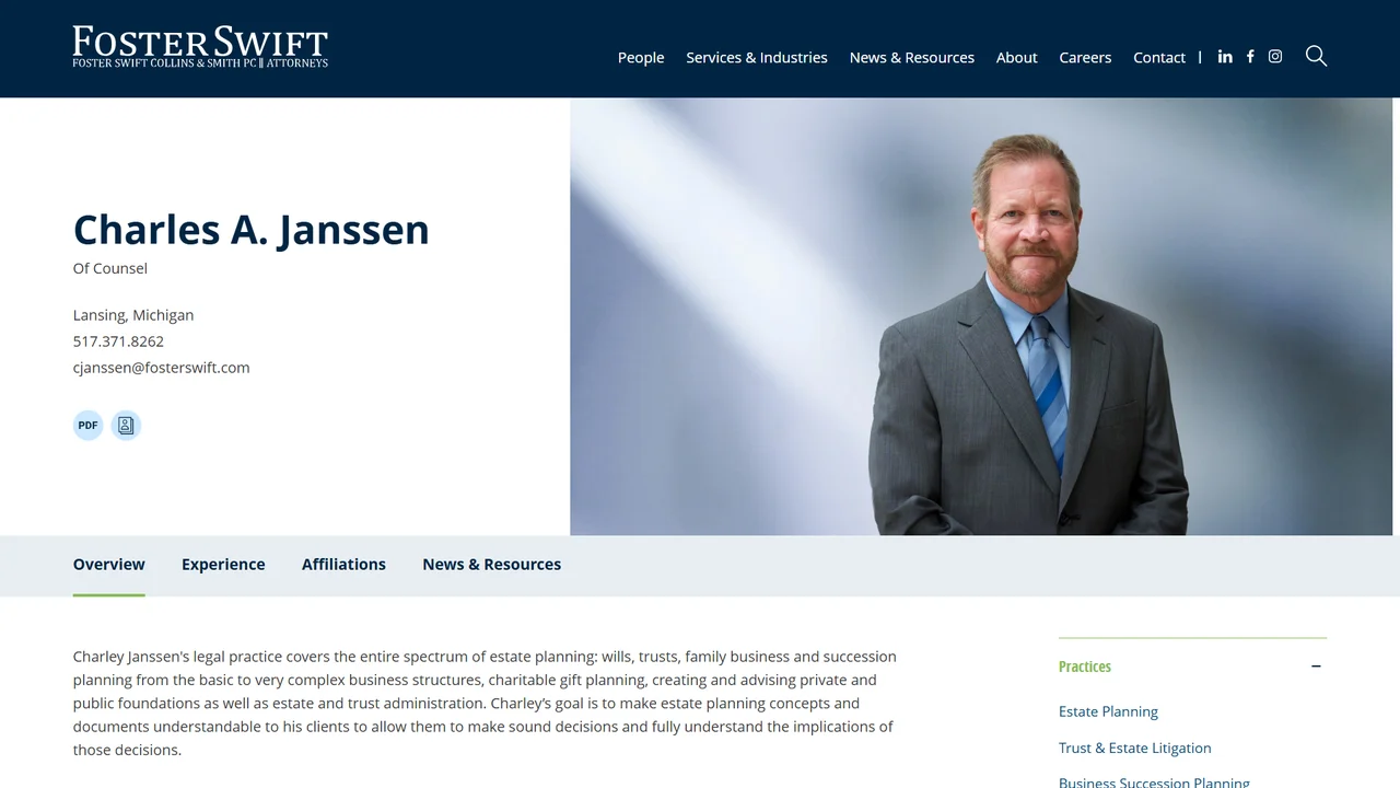 Charles A. Janssen, Attorney - Lansing, MI office in Lansing, Michigan