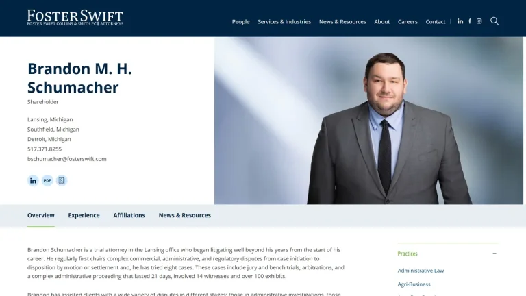 Brandon M. H. Schumacher (Foster Swift) - Lansing, MI - Attorney in Lansing