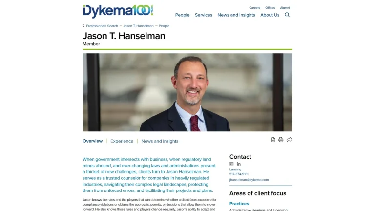 Jason T. Hanselman (Dykema) - Lansing, MI - Attorney in Lansing