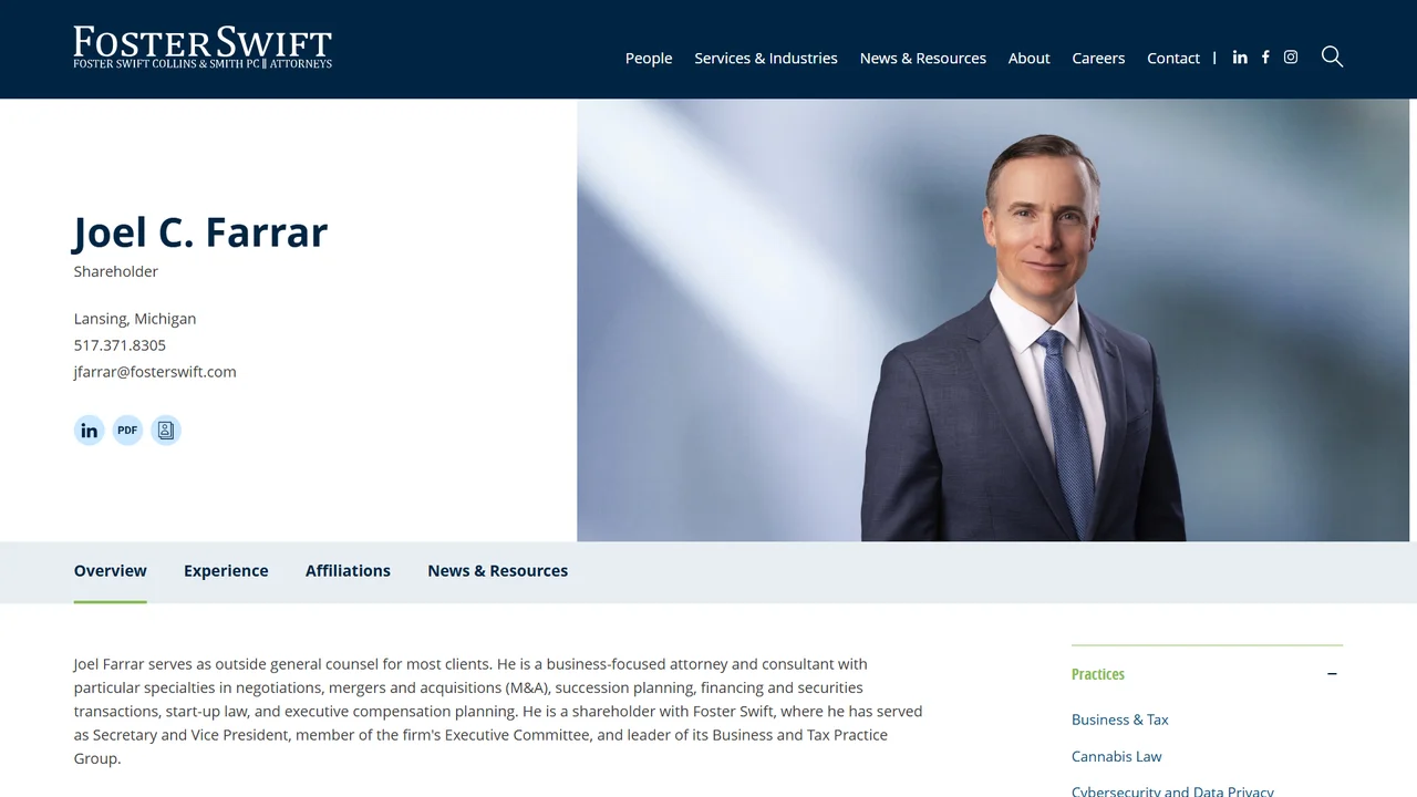 Joel C. Farrar (Foster Swift) - Lansing, MI office in Lansing, Michigan
