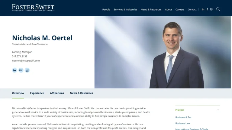 Nicholas M. Oertel, Attorney - Lansing, MI - Attorney in Lansing