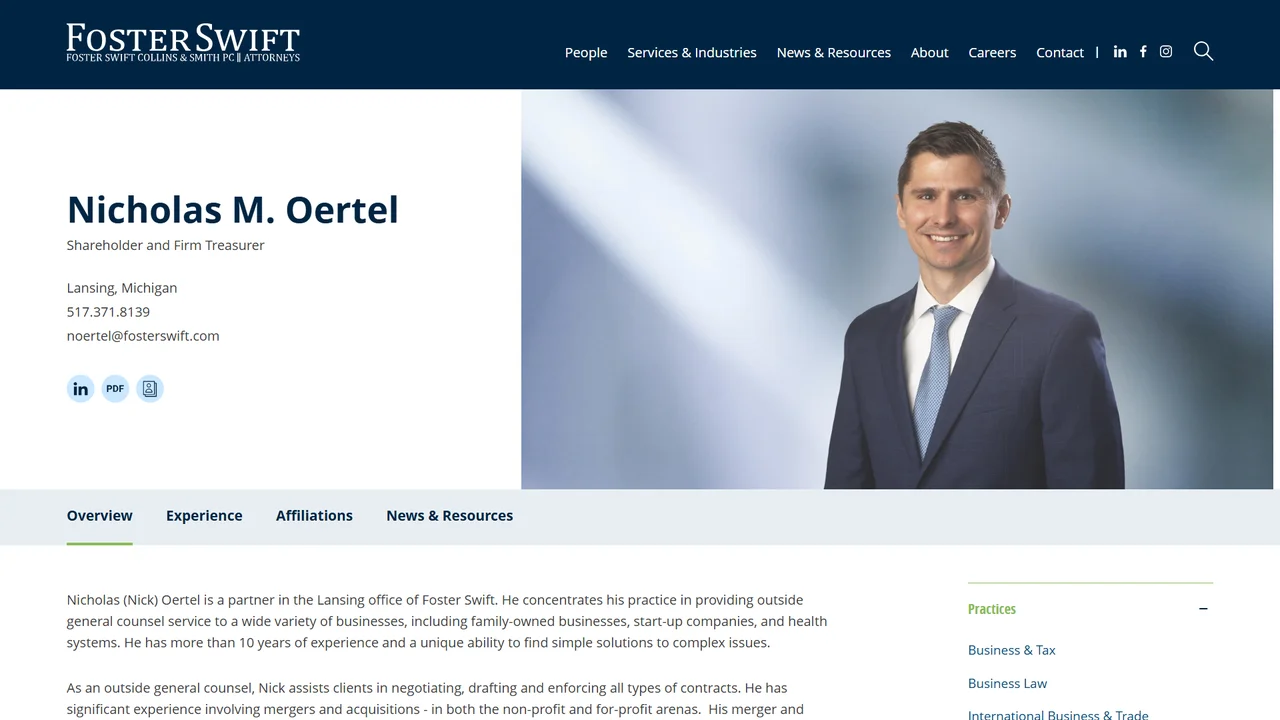 Nicholas M. Oertel, Attorney - Lansing, MI office in Lansing, Michigan