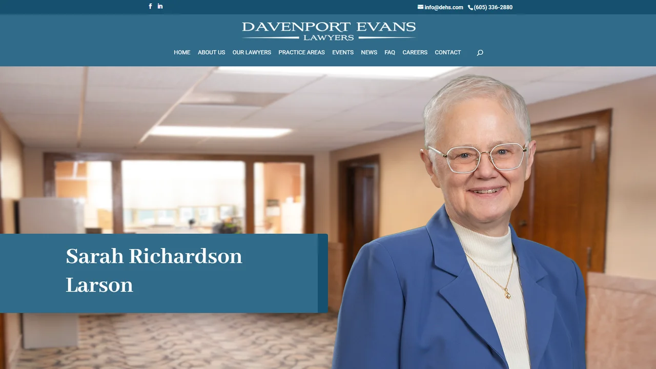 Sarah Richardson Larson - Davenport, Evans, Hurwitz & Smith, LLP - SIOUX FALLS, SD office in Sioux Falls, South Dakota