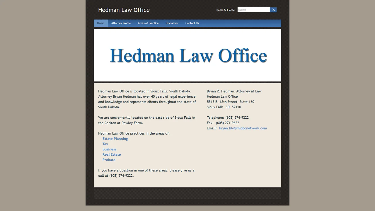 Hedman Law Office - Sioux Falls, SD office in Sioux Falls, South Dakota