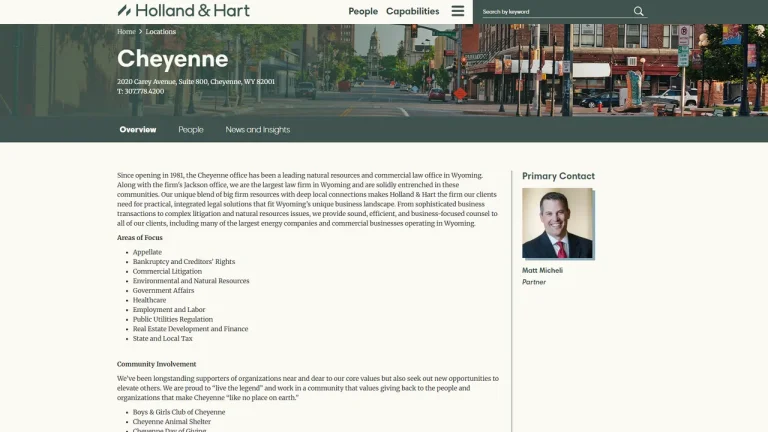 Holland & Hart LLP - Cheyenne, WY - Attorney in Cheyenne