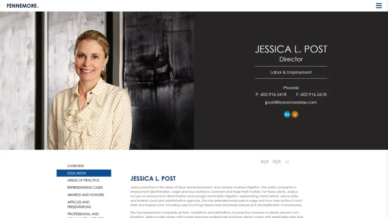 Jessica L. Post - Fennemore Phoenix, AZ - Attorney in Phoenix