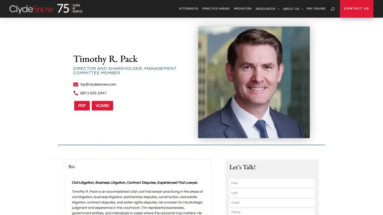 Timothy R. Pack - Trial Lawyer - Salt Lake City, UT - Attorney in Salt Lake City