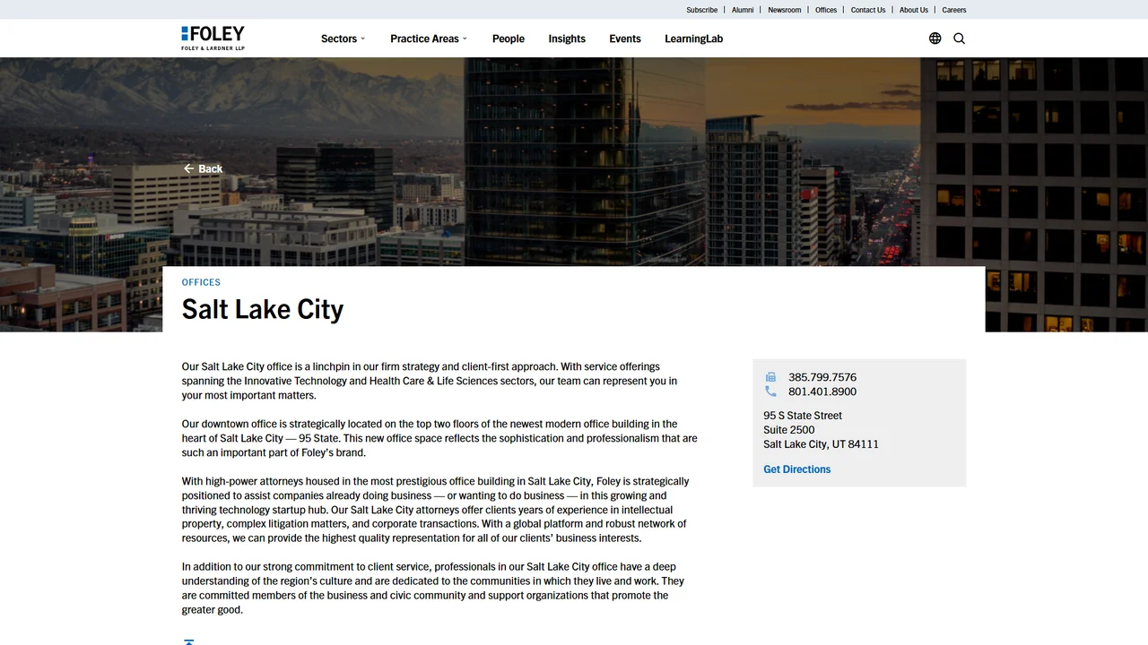 Foley & Lardner LLP - Salt Lake City, UT office in Salt Lake City, Utah