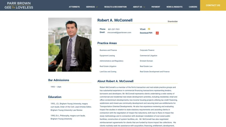 Robert A. McConnell - Transaction Attorney - Salt Lake City, UT - Attorney in Salt Lake City