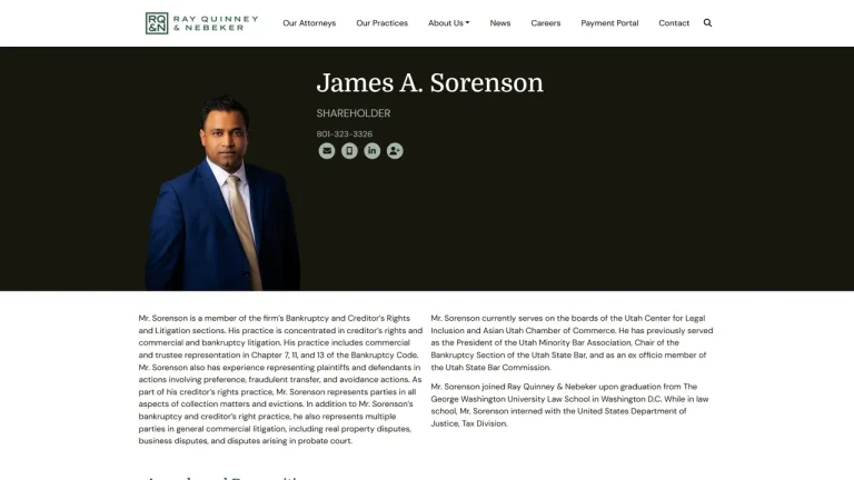 James A. Sorenson, Attorney at Ray Quinney & Nebeker - Salt Lake City, UT - Attorney in Salt Lake City
