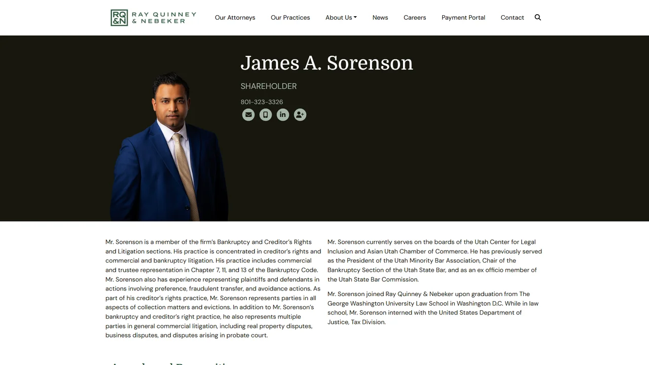 James A. Sorenson, Attorney at Ray Quinney & Nebeker - Salt Lake City, UT office in Salt Lake City, Utah