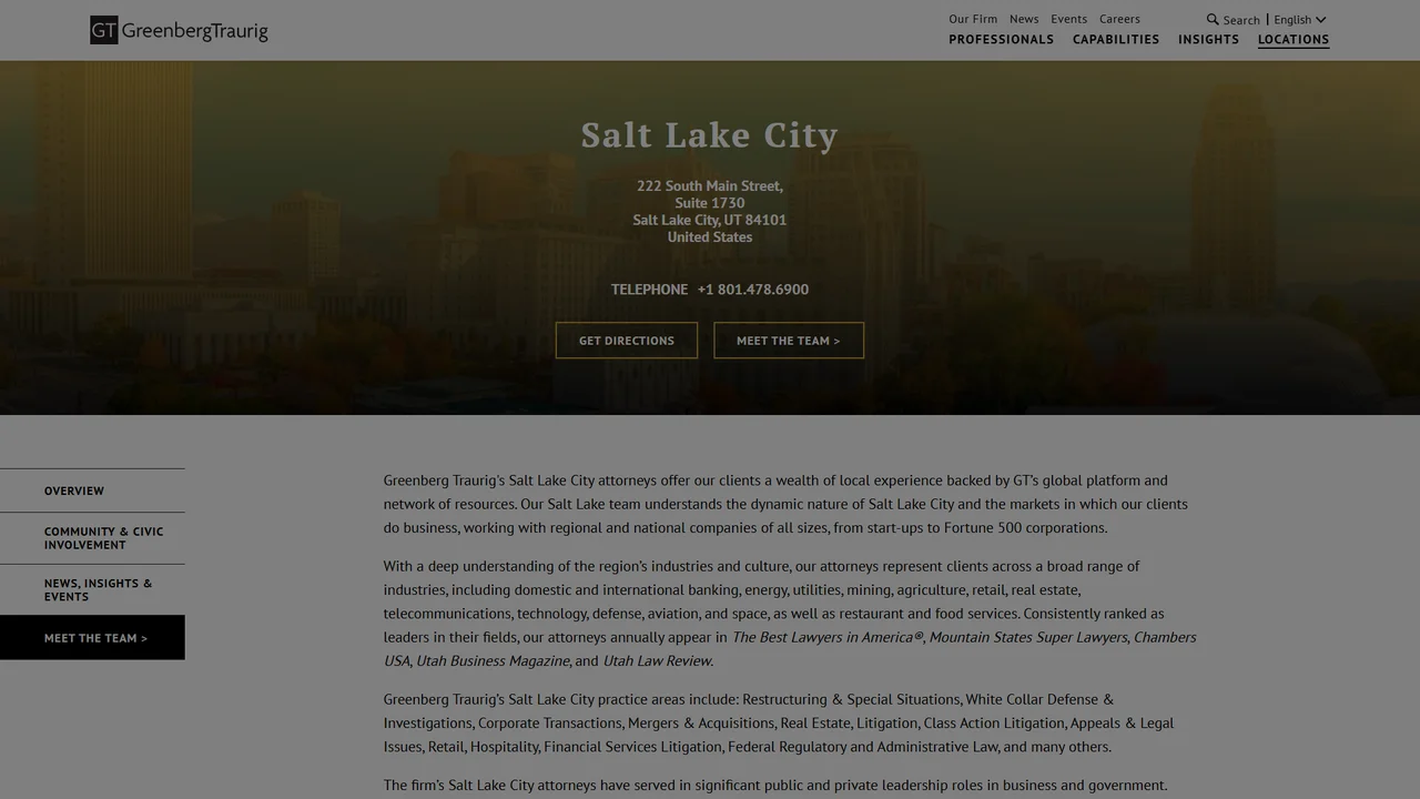 Greenberg Traurig, LLP - Salt Lake City, UT office in Salt Lake City, Utah