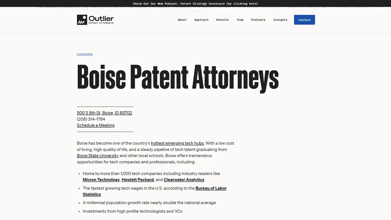 Outlier Patent Attorneys, PLLC - Boise, ID office in Boise, Idaho