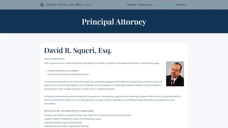 David R. Squeri, Esq., Greater Pacific Law Office LLLC - Honolulu, HI - Attorney in Honolulu