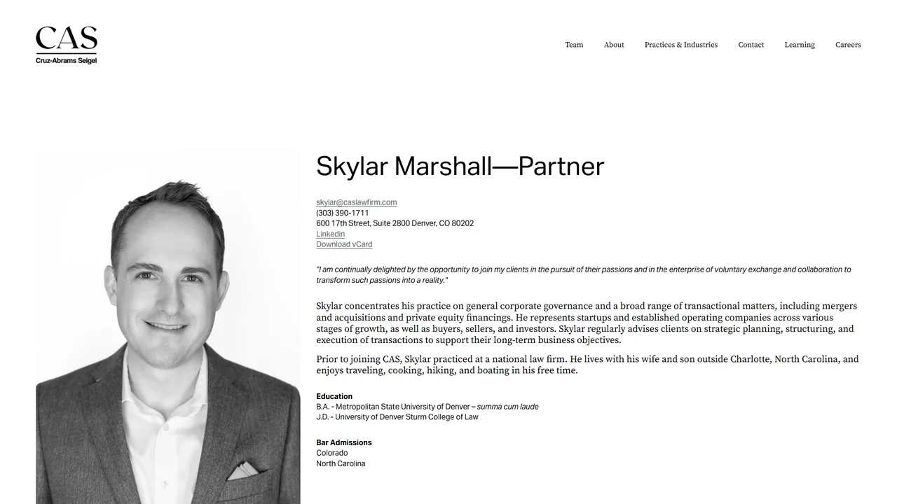 Skylar Marshall - CAS Law Firm - Denver, CO office in Denver, Colorado