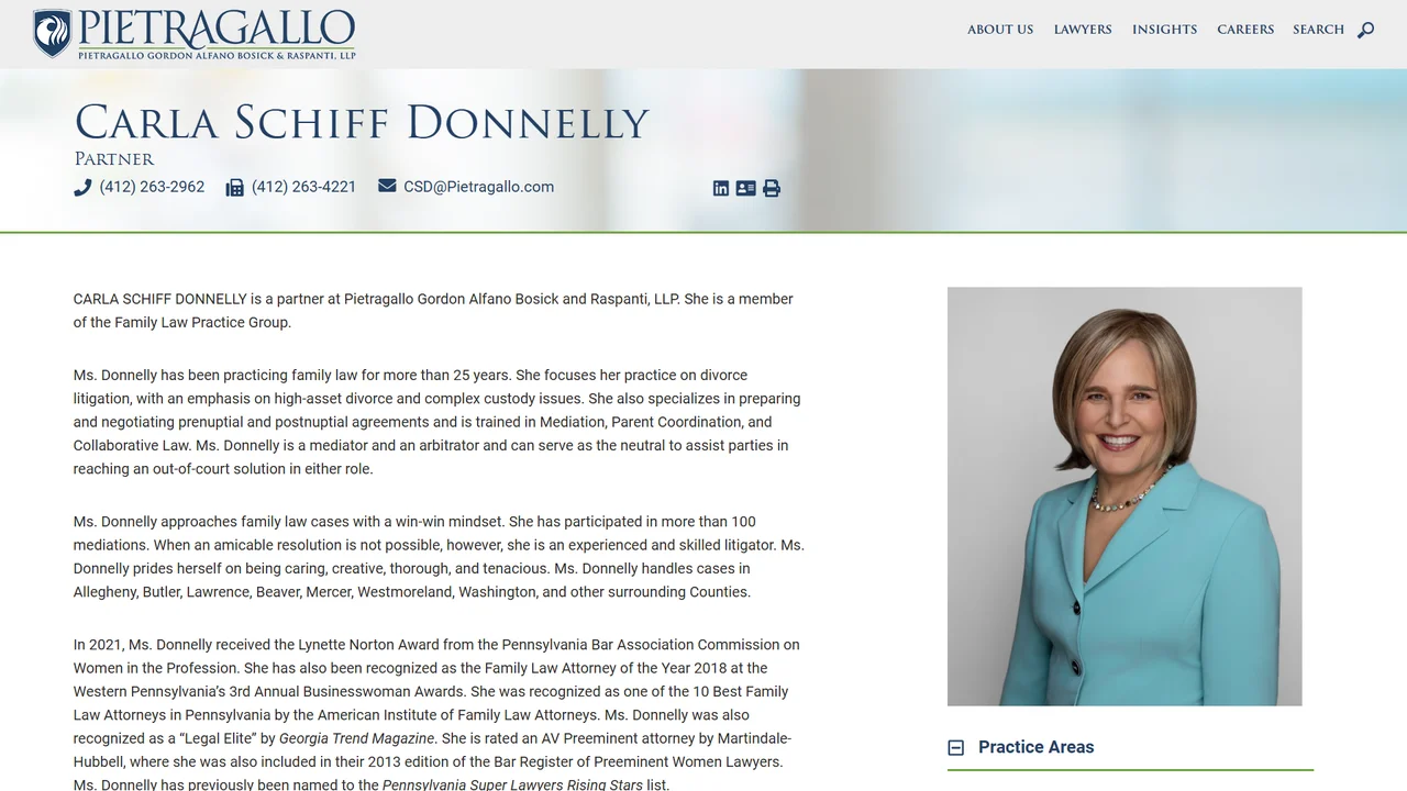 Carla Schiff Donnelly, Pittsburgh Family Law Attorney - Pittsburgh, PA office in Pittsburgh, Pennsylvania